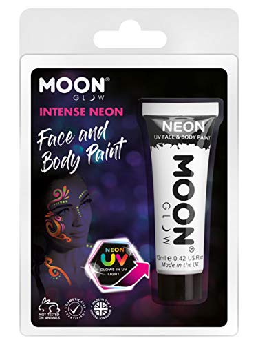 White UV face paint tube with example face paint design on packaging.