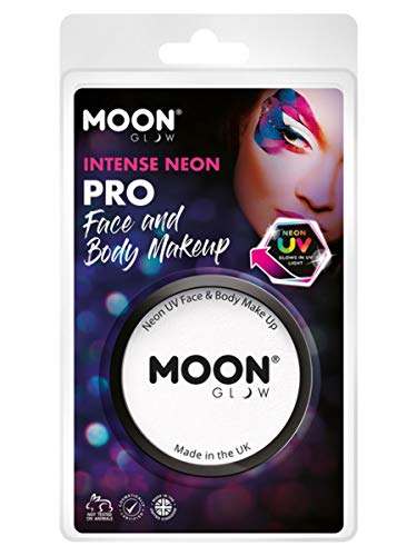 White UV reactive face and body paint in a round pot.