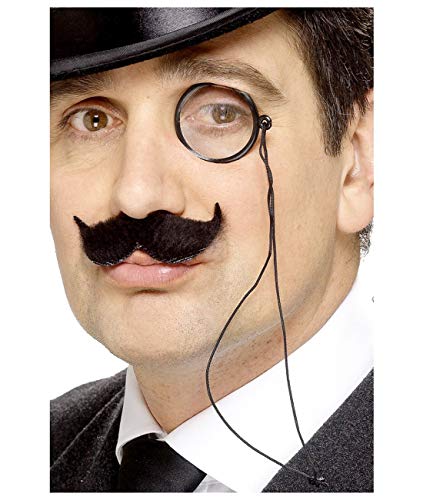 Man wearing a black monocle and large, bushy mustache.