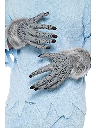 Grey werewolf hands with fur trim and long, dark claws.