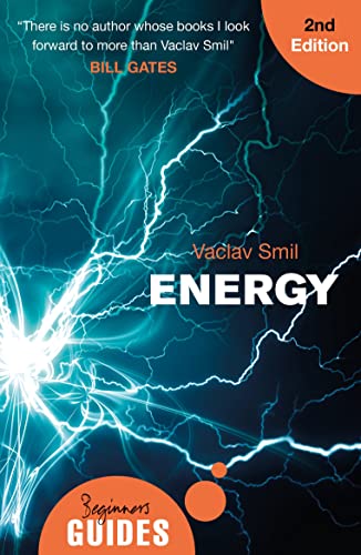 Book cover for Energy by Vaclav Smil featuring blue lightning against a dark background.