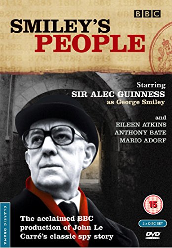 DVD cover for Smiley's People featuring Alec Guinness wearing a hat and glasses.