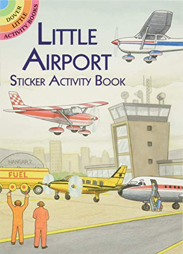 Colorful illustrated cover of a sticker activity book featuring airplanes and an airport.