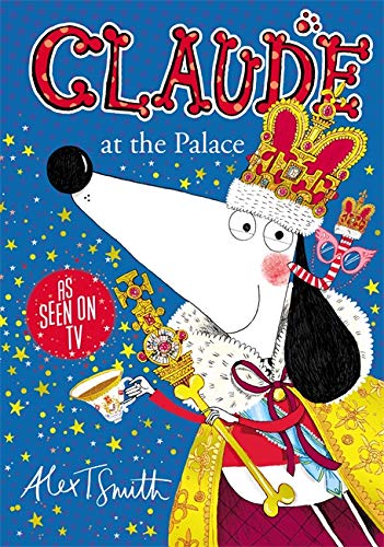 Cartoon dog wearing a crown and royal regalia, book cover.