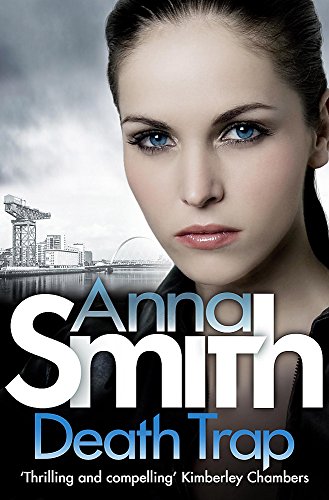Book cover: woman’s face, city skyline, title “Death Trap” by Anna Smith.