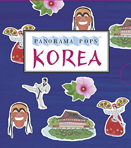 Korea: Panorama Pops" book cover with Korean cultural images and flowers.