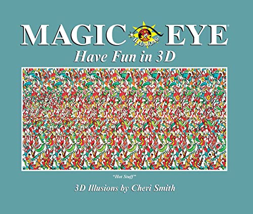 Cover of “Magic Eye: Have Fun in 3D” book with repeating colorful patterns.