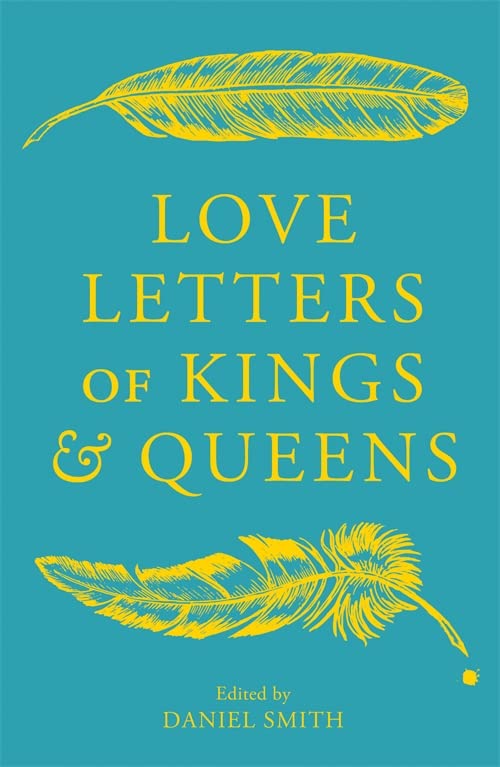 Teal book cover with yellow text and two yellow quill feathers.
