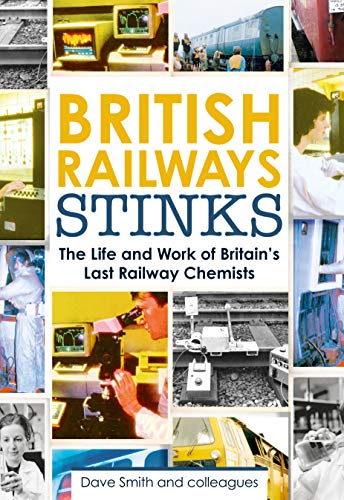 Book cover featuring photos of railway equipment, chemists, and data displays.