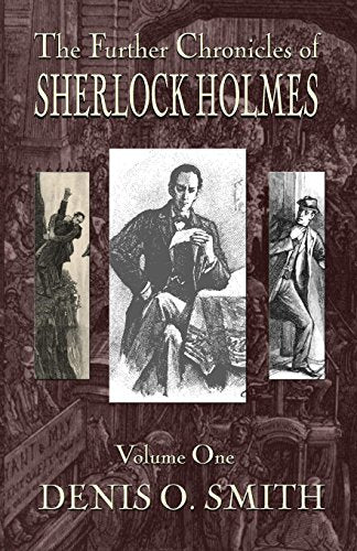 Book cover featuring title, author name, and three vintage illustrations of Sherlock Holmes.