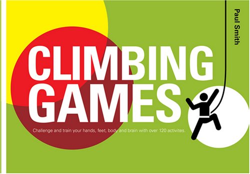 Climbing Games" book cover with red circle, silhouetted climber, and yellow arc.