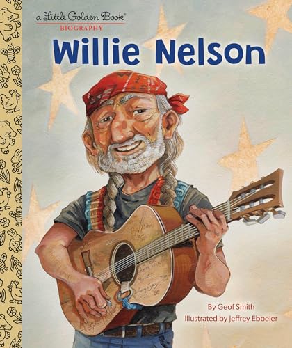 Illustrated cover of Willie Nelson with guitar, a Little Golden Book biography.
