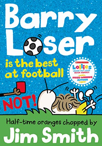 Book cover featuring a cartoon character on a football field with a red card.