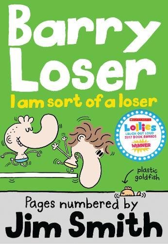 Book cover with cartoon boy falling and award sticker.