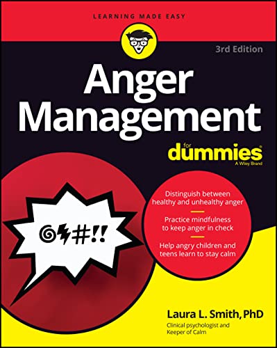 Book cover: "Anger Management For Dummies," 3rd edition, with red and black design.