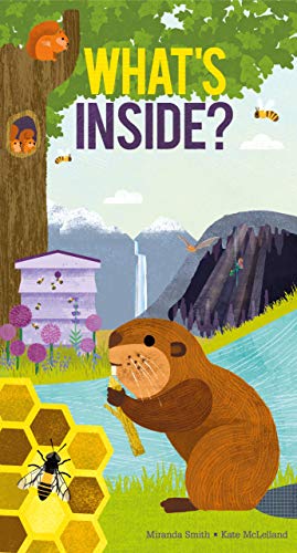 Children's book cover with animals, a beehive, and a mountainous landscape.