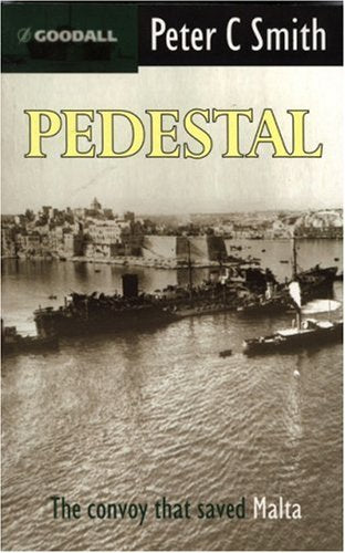 Book cover: “Pedestal,” showing a wartime harbor scene with ships.