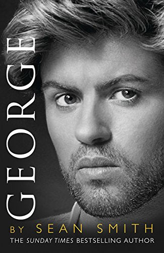 Black and white portrait of George Michael with book title "George.