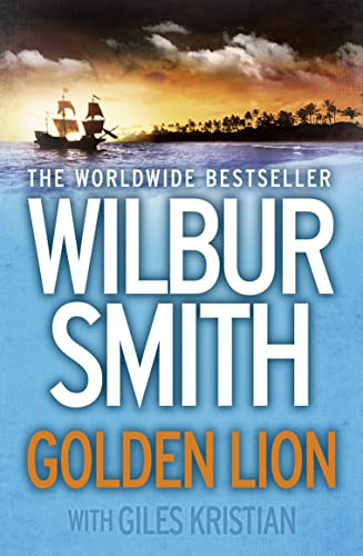 Book cover for "Golden Lion" with a ship at sunset.