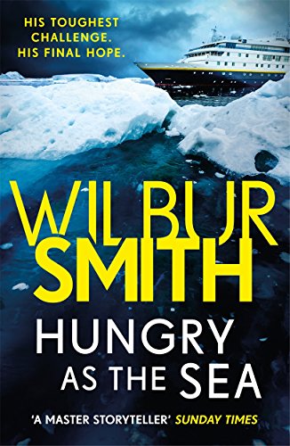 Book cover: icebergs, a yellow cruise ship, and large yellow text reading "Hungry as the Sea".