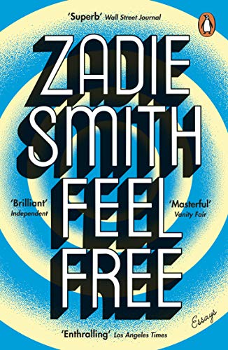 Book cover for "Feel Free: Essays" by Zadie Smith, blue and yellow.