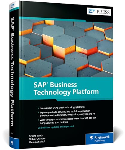 Book cover for "SAP Business Technology Platform" with a hexagonal pattern.