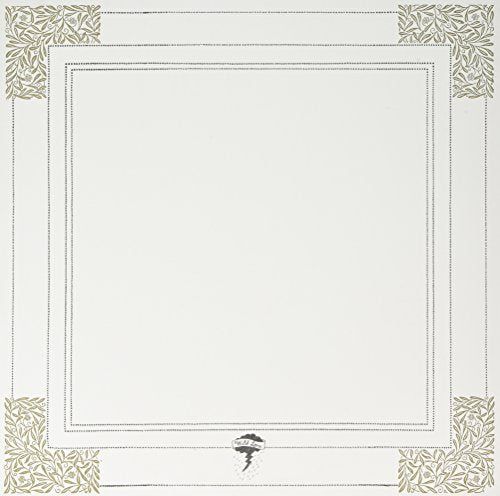 White vinyl record cover with gold floral corner designs and logo.