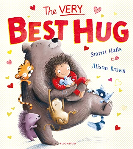 Book cover: a child hugged by a bear with surrounding animals.