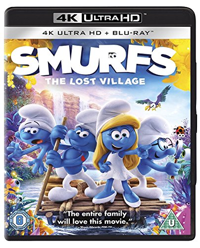 Smurfs: The Lost Village 4K Ultra HD and Blu-ray movie cover art.