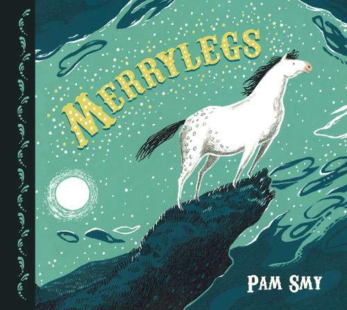 Book cover: white horse with spots stands on a dark wave.