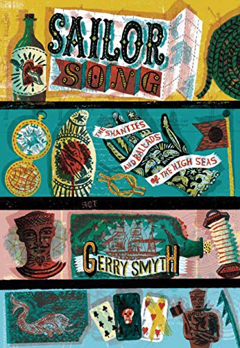 “Sailor Song” book cover with nautical illustrations and bold lettering.