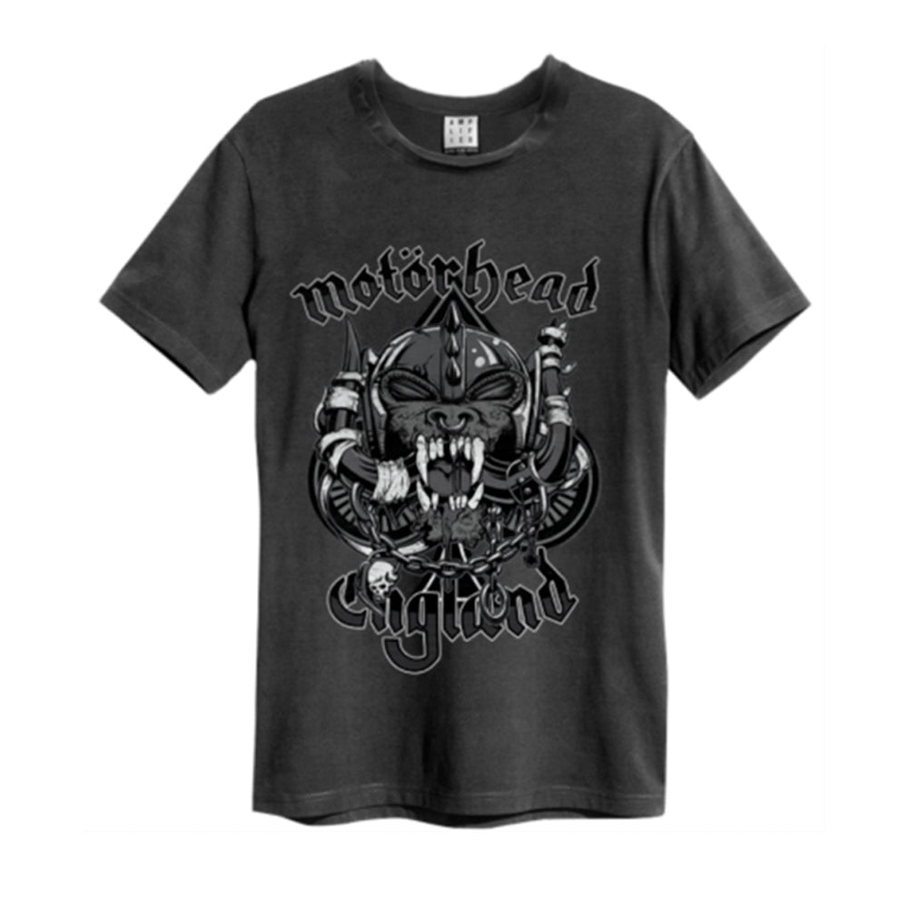 Black t-shirt with a large, detailed Motörhead skull and crest graphic.