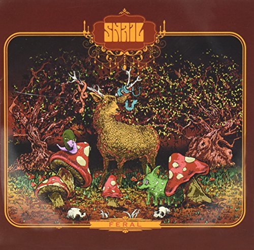 CD cover: stag with glowing antlers in a forest with snails and mushrooms.