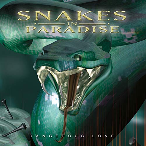 CD cover: green snake head with open mouth and text "Snakes In Paradise".