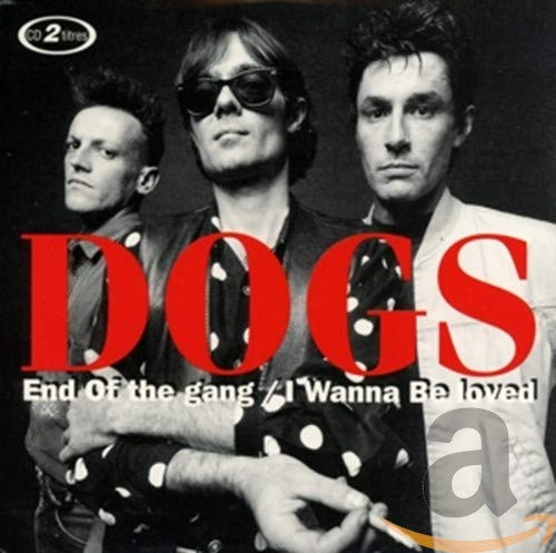 CD cover featuring three men in suits with bold red text "DOGS".
