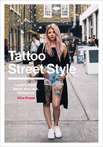 Book cover featuring a woman with extensive leg tattoos standing on a city street.