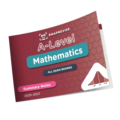 SnapRevise A-Level Mathematics summary notes booklet with a maroon hexagonal pattern and statistics graph.