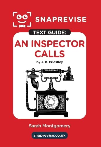 Red Snaprevise text guide for Priestley’s “An Inspector Calls” with a telephone.