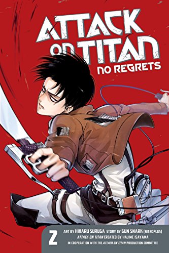 Attack on Titan: No Regrets 2" manga cover featuring Levi Ackerman with sword.