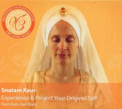 Snatam Kaur album cover featuring a woman in white turban and shawl.