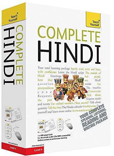 Complete Hindi" textbook with colorful illustrations of traditional Indian figures.