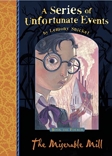 Book cover: boy with glasses, mill illustration, and series title text.
