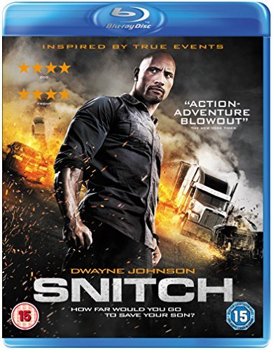 "Blu-ray case with cover art featuring Dwayne Johnson amidst an explosion."