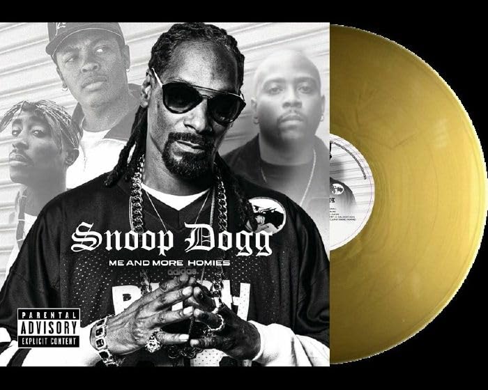 Snoop Dogg album cover with gold vinyl record beside it.