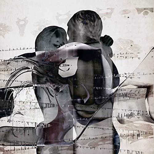Album cover: couple embracing, overlaid on sheet music, monochromatic.