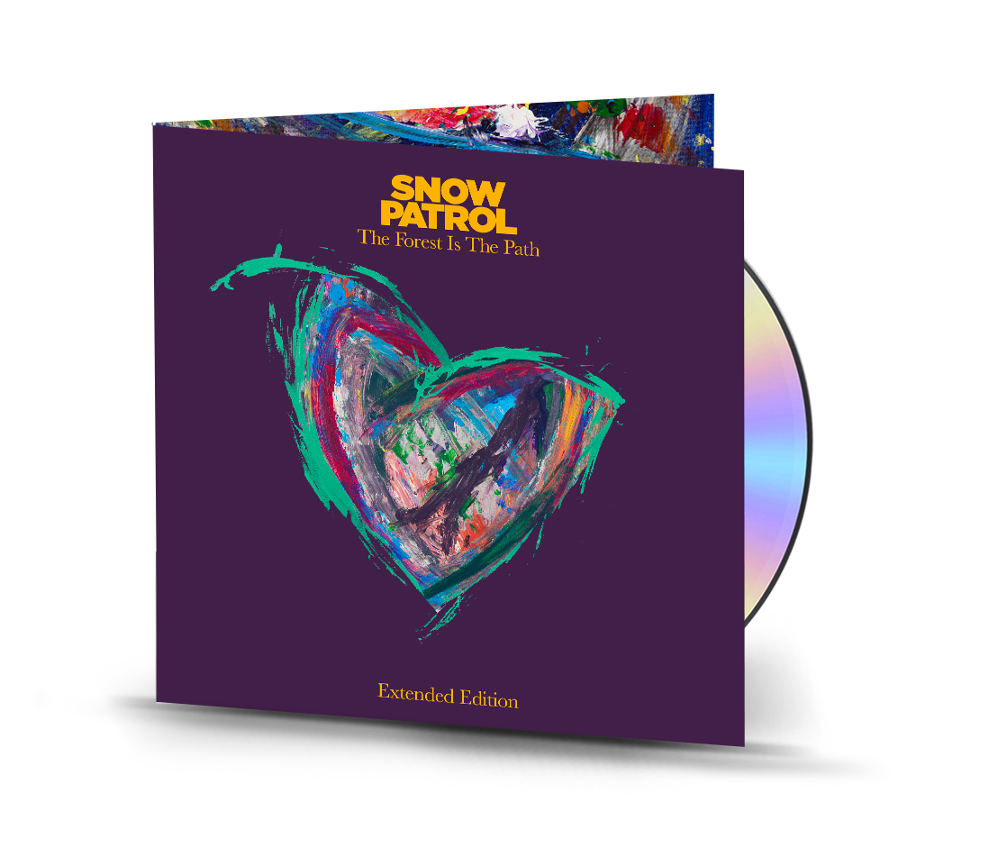 Snow Patrol album cover, “The Forest Is The Path,” with colorful heart art.