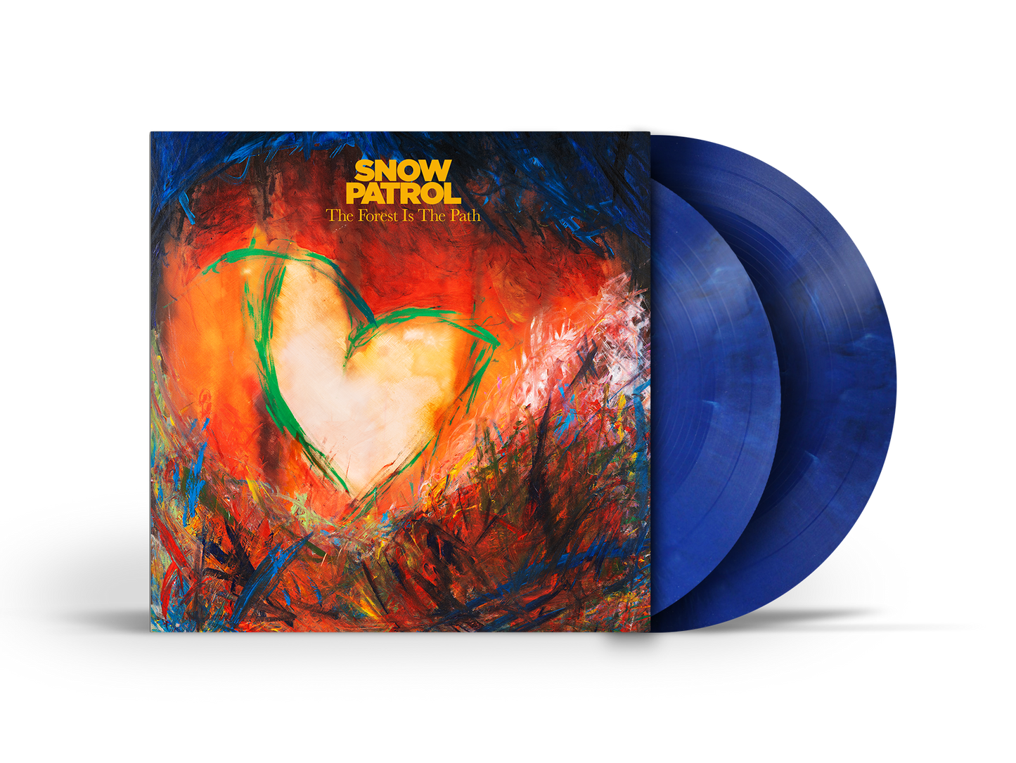 Snow Patrol album cover and two blue vinyl records displayed.