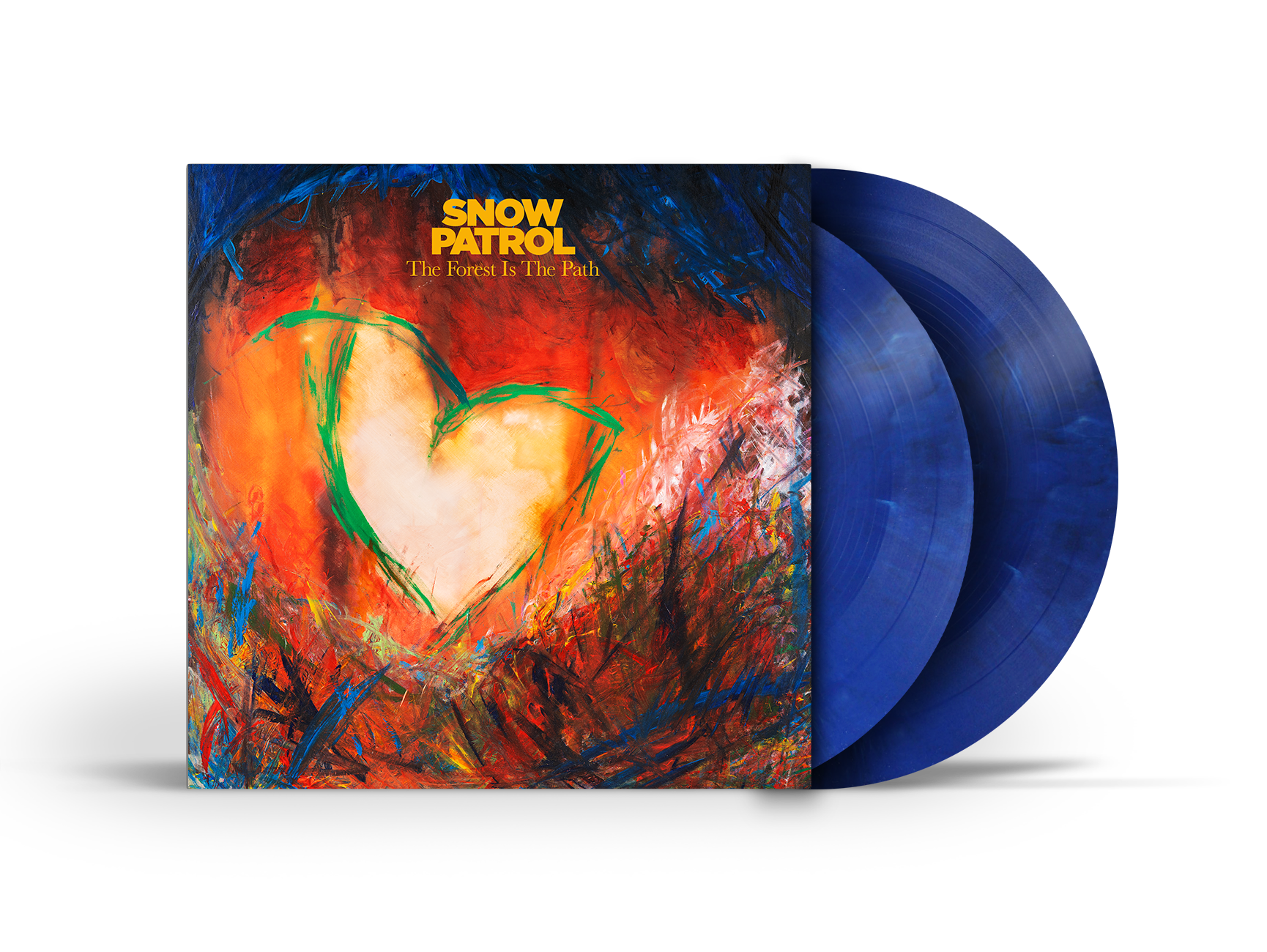 Snow Patrol album cover and two blue vinyl records displayed.
