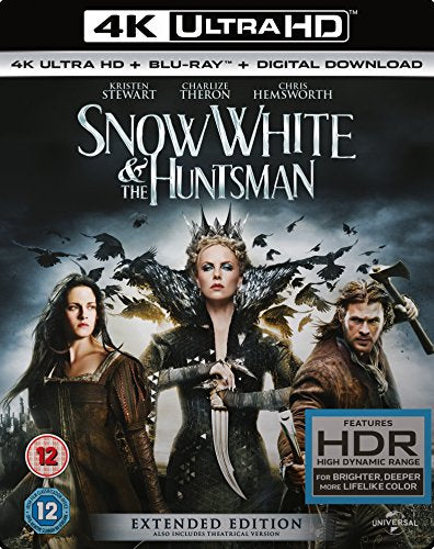 Snow White and the Huntsman 4K Ultra HD Blu-ray cover with three main characters.