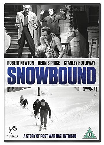 "Snowbound" DVD cover featuring black and white images of men in winter scenes.